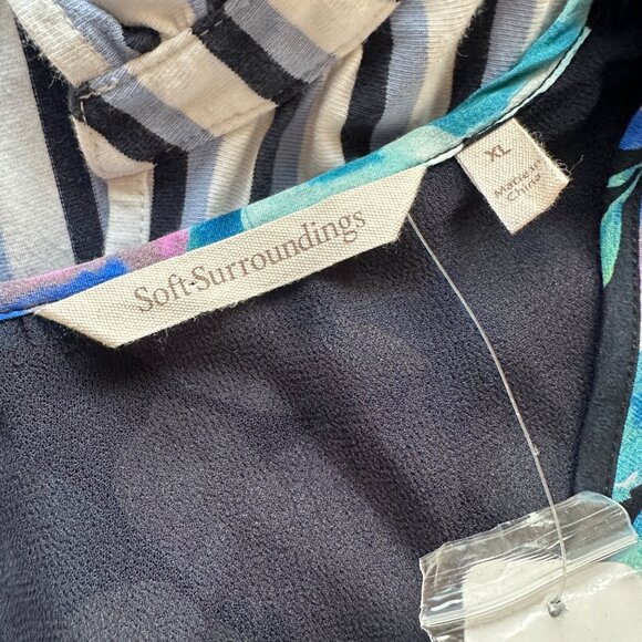 Soft Surroundings Night Bloom Long Sleeve Tiered Shift Dress Womens Size XL Boho - Picture 7 of 10